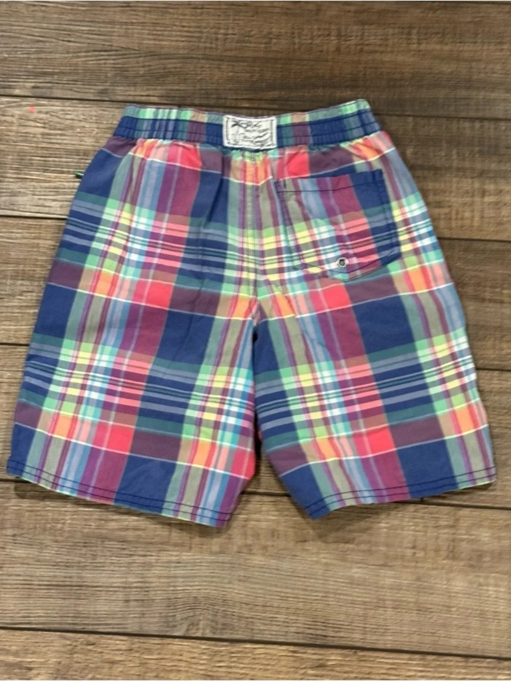 Youth Boys Plaid Madras Polo Ralph Lauren Swim Trunks Size 7
